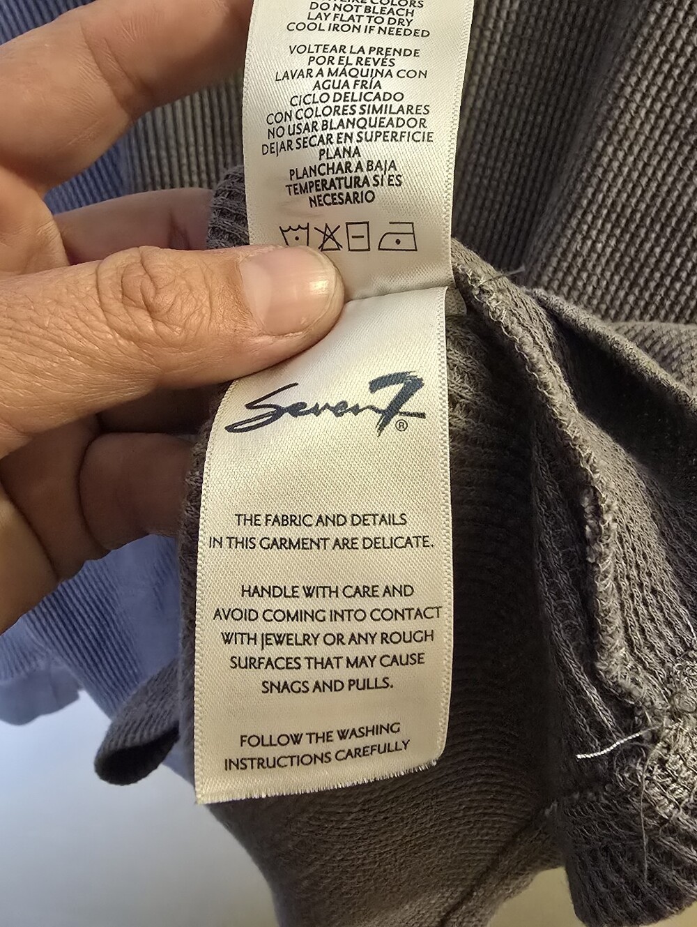 Seven7 Grey Waffle Knit Long Sleeve Xxl - Picture 6 of 6